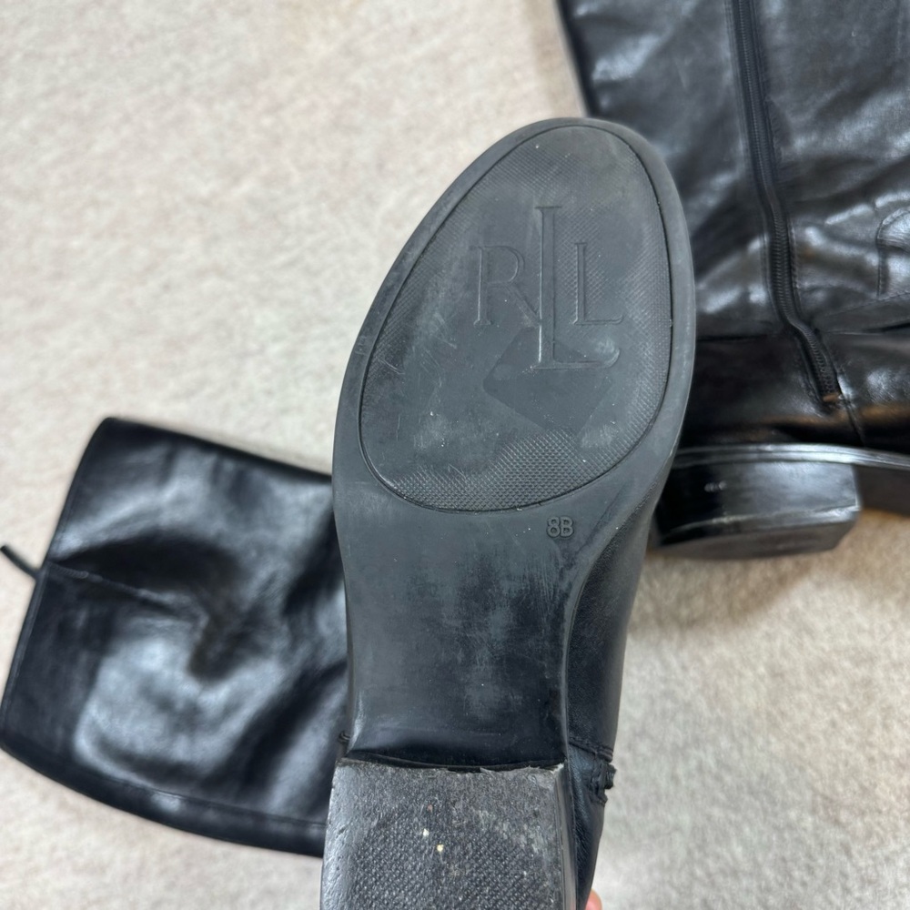 Ralph Lauren Black Leather Ankle Boots - Picture 6 of 6